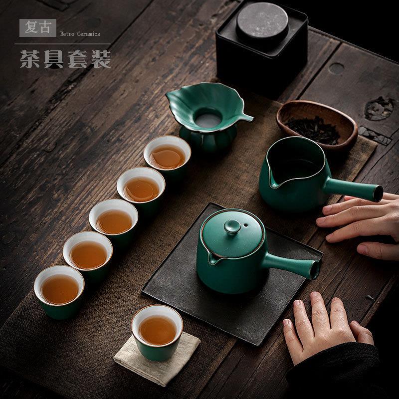 涧影中式侧把壶茶具套装家用简约茶壶茶杯整套客厅办公泡茶喝茶组