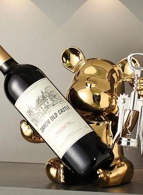 创意暴力熊高档轻奢红酒架摆件酒柜装饰品客厅电视餐边柜家居饰品