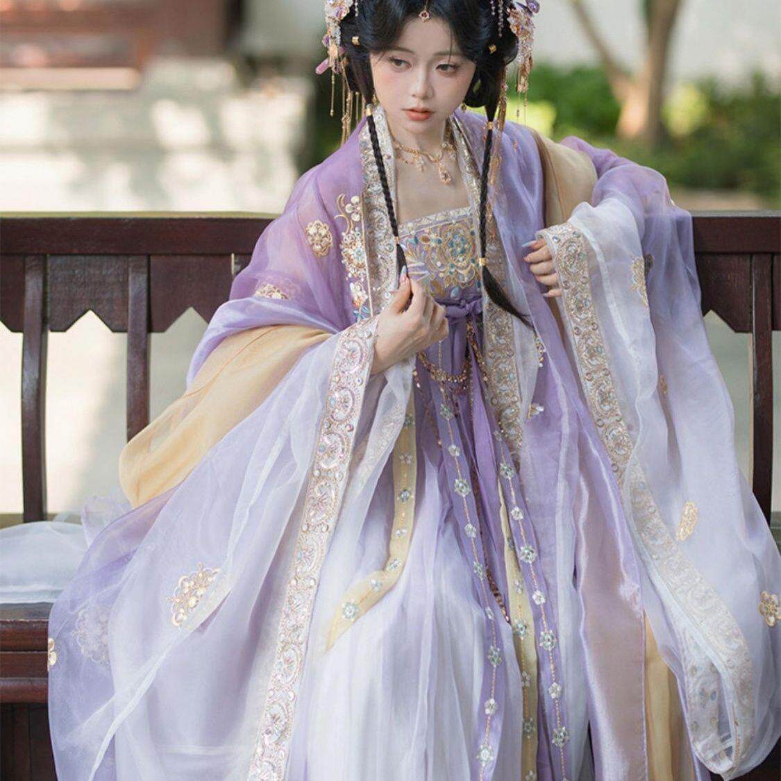 柒玖捌【小殿下】华丽唐风齐胸裙刺绣大袖斗篷华丽汉服日常超仙图片