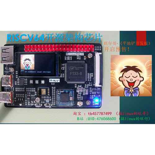 平地铲开发板，riscv架构国产芯片，板载小屏幕，可启动linux。
