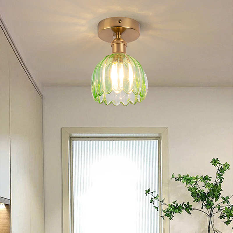 卧室灯灯纯小房间北欧过道吸顶灯灯简约黄铜走廊玄关台灯现代阳