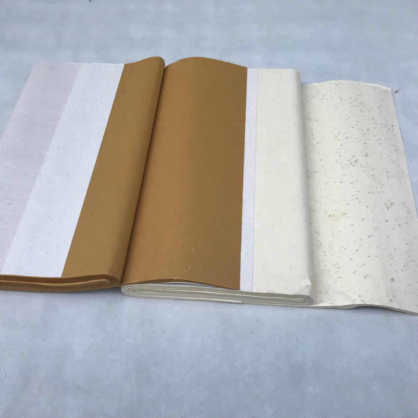 安徽手工宣纸尺八屏仿古冷金宣纸洒金烫金生宣色宣纸  53X234cm
