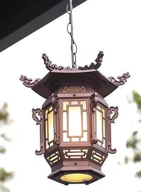仿古灯笼国风吊灯宫灯中式六角亭古典阳台凉亭庭院门口吊灯花架灯