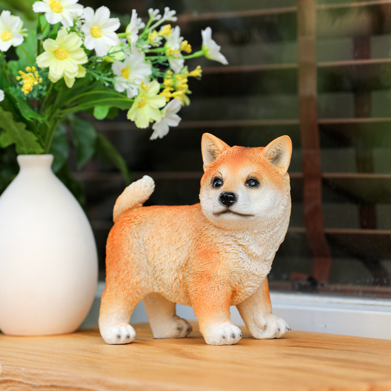 创意可爱柴犬摆件玄关桌面客厅装饰品电视柜彷真动物摆设新居礼物