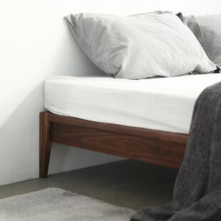 黑胡桃木无床头床架木实无床头榻榻全木无悬浮床双人床实卯榫米纯