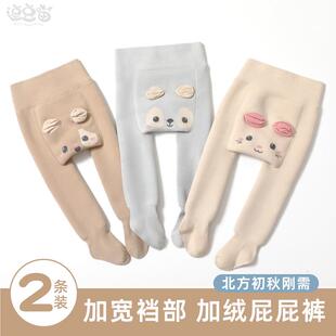 袜 袜秋冬儿童纯棉连脚大pp婴儿连裤 宝宝棉裤 加绒加厚羊羔绒打底裤