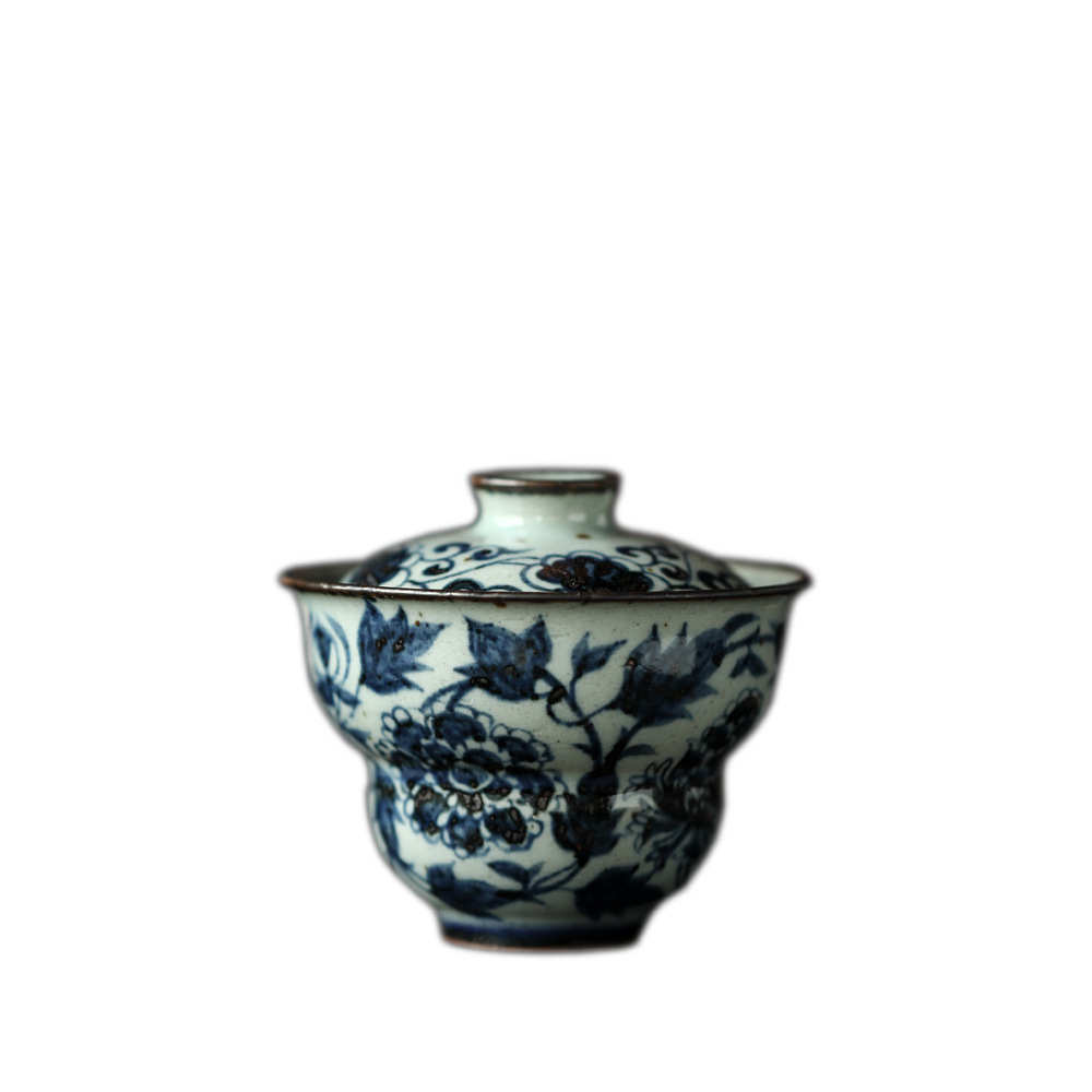 晴先生青花缠枝莲葫芦盖碗陶瓷景德镇手工带盖碗杯茶具套装泡茶碗