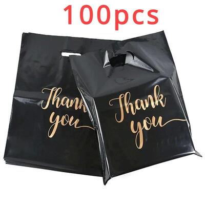 100PCS Thanksgiving Gift Bag Black Product Shopping Bag Cand