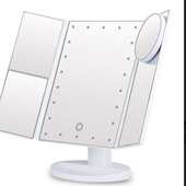 三面调镜led放大便携镜光感应化妆镜触摸1x2x3x台式 发光三折