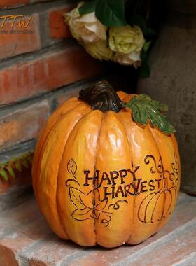 田园美式乡村丰收南瓜装饰创意艺术万圣节家居氛围橱窗客厅摆件