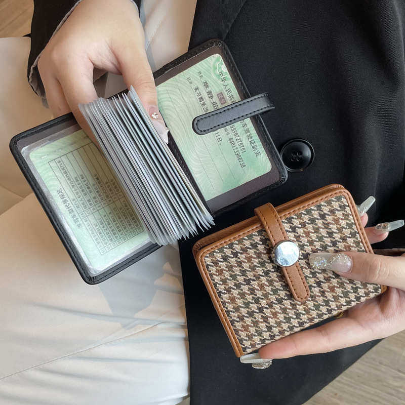 帆布千鸟格证件驾驶证卡包多功能银行卡收纳护照夹格纹身份证卡套