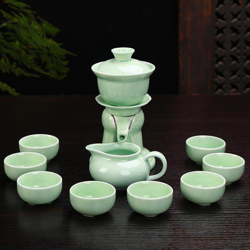 青瓷半自动功夫茶具现代家用陶瓷茶具懒茶制作简易茶壶茶杯