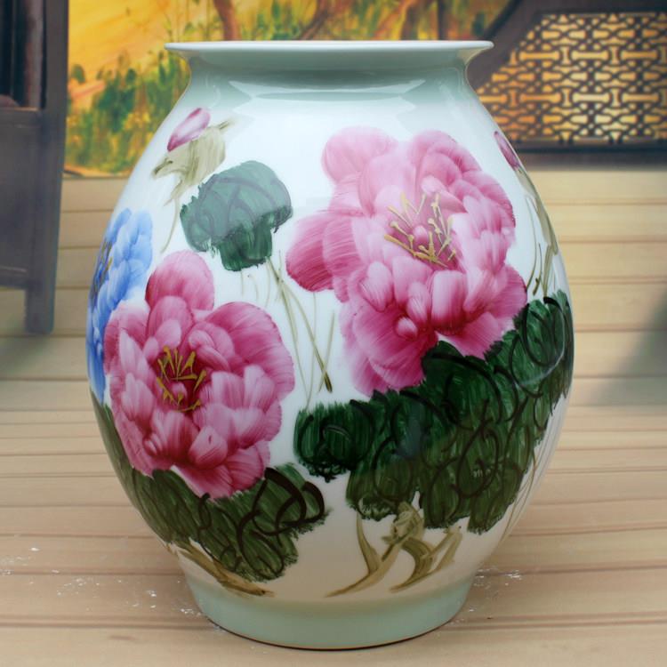 高档手绘花瓶摆件景德镇陶瓷器客厅时尚装饰品中式艺术瓷瓶带证书