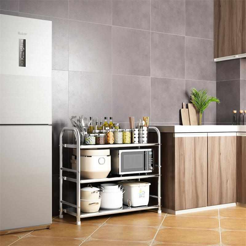 新款厨房落地置物架加厚多层客厅家用组装经济型简易防尘收纳柜