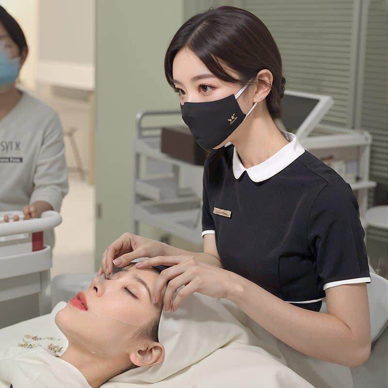 医疗美容院酒店SPA夏高端美甲纹绣前台顾问美容师工作服洋装女