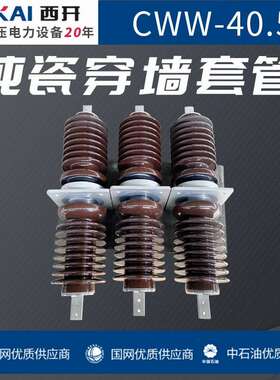 厂家直销穿墙套管户外纯瓷穿墙套管CWW-40.5电站交流高压穿墙套管