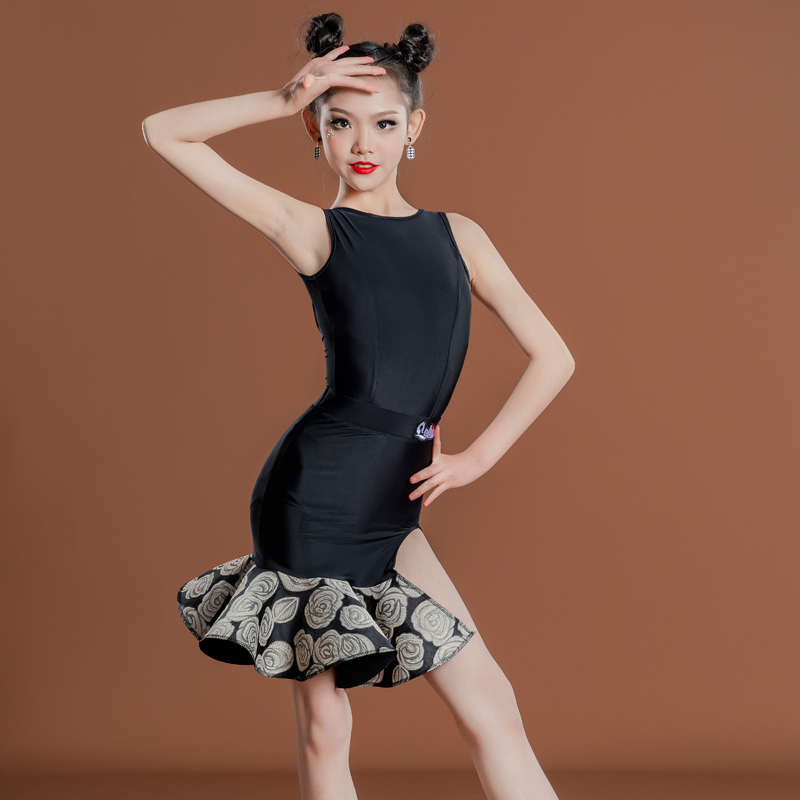 拉丁舞服塔服练习舞蹈训练利舞蹈服洛女童少儿服高档表演拉丁专业
