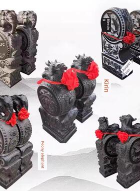 采购产品门墩，鼓石，一对天然白色大理石青石墩，大象门挡石，家