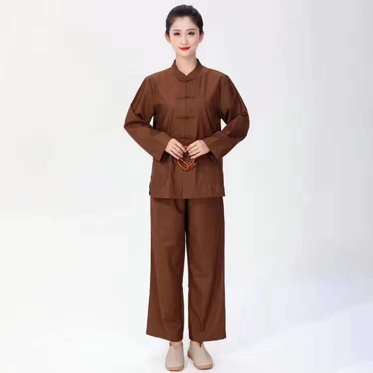 新款居士服男女禅修佛系棉僧服套装布扣僧衣和尚尼姑冬季加厚打坐