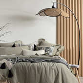 新中式 侘寂风山葵落地灯书房卧室客厅茶几复古手工藤编民宿钓鱼灯