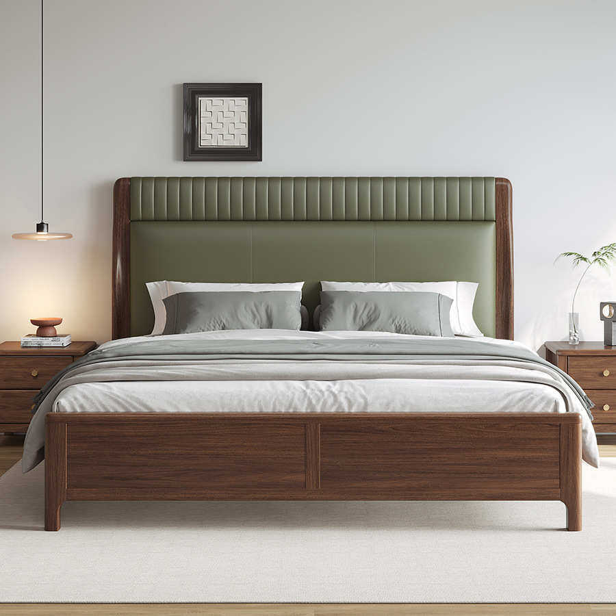 全实木床南美黑胡桃木北欧大气双人床现代简约卧室家具软包实木床,住宅家具,实木床,淘宝优惠券,粉丝福利购,淘宝优惠卷