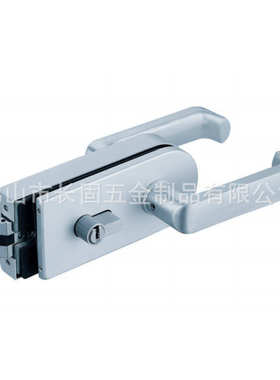 长固G012B无框铝氧化黑玻璃门锁圆形中央执手锁玻璃门五金配件