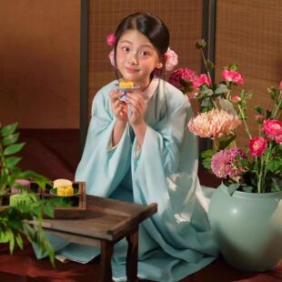汉服女童宋制明代长清冷感衫魏晋南北朝浅蓝色红楼梦表演服新款