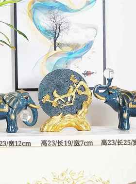 高档招财大象摆乔件饰一对家居装品欧式客厅玄吉关酒柜祥迁结婚送