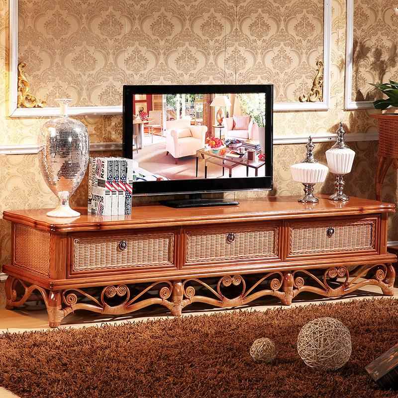 印尼进口藤木电视柜 实木电视柜 藤编电视柜 藤艺电视柜