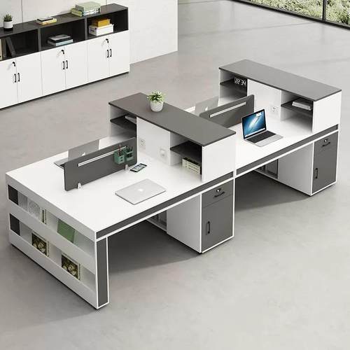 职员办公桌双人四人位简约现代员工创意高柜财务桌办公室桌椅组合