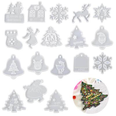 DIY Pendant Silicone Mold Elk Bell Christmas Tree Hanging Ta