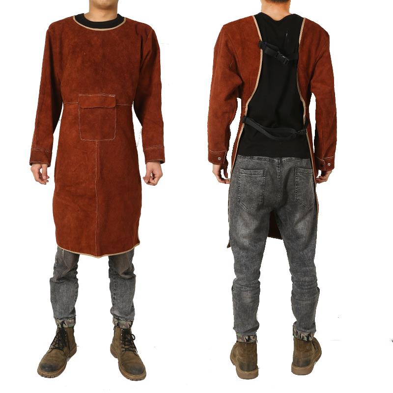 高档焊牛防护罩衣皮防烫电焊工作服耐高防辐射皮围裙隔热工防护温