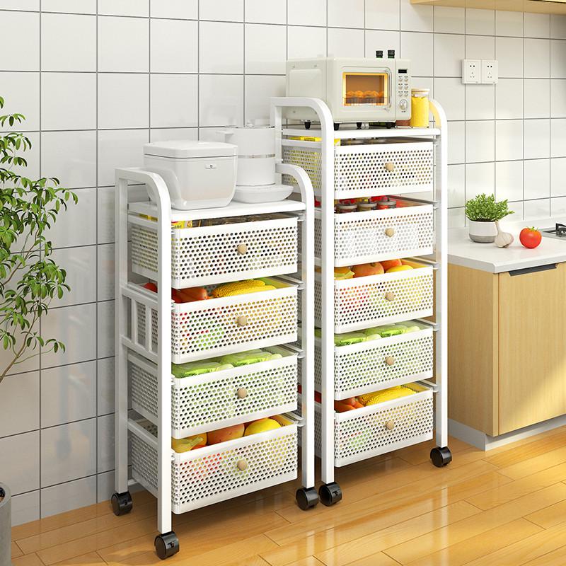 落地多层厨房置物架菜篮子果蔬收纳架抽屉式半封闭大容量储物柜子
