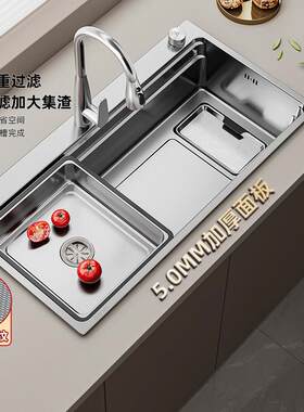 金牌厨房水槽304不锈钢水槽家用厨房洗菜盆台控下水加厚洗碗槽