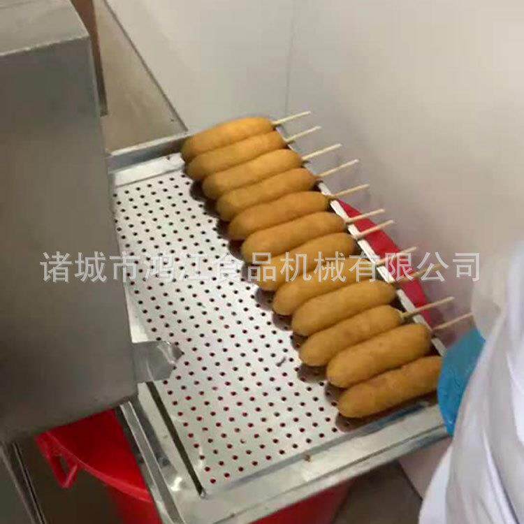 拉丝芝士棒油炸机夹心热狗油炸设备连续式香肠流水线电加热熟食