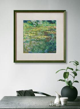 客厅挂画莫奈睡莲现代简约风景小众复古书房沙发油画风格装饰画