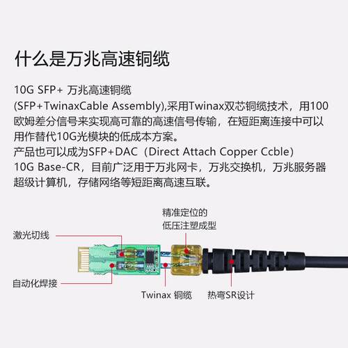 SFP+10G万兆堆叠DAC连接线适用H3C交换机无源铜缆线1M高速传输