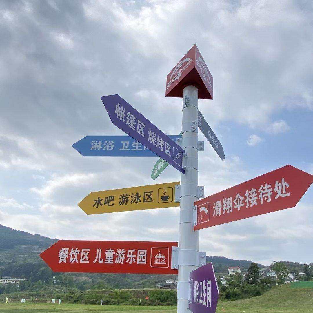 导向牌指路牌指示牌落地式方向标示架公园小区引导旅游牌logo制作
