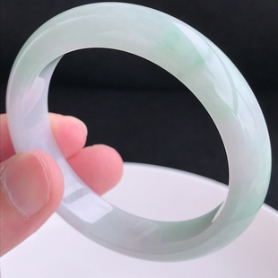 53圈口 好种水润飘绿正圈手镯49.82g 天然A货翡翠玉镯