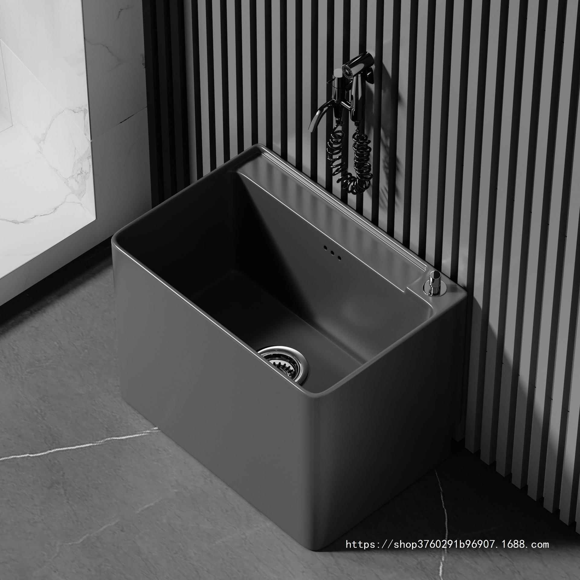 摩登灰阳台拖把池家用卫生间彩色陶瓷拖布池落地式户外庭院洗水槽