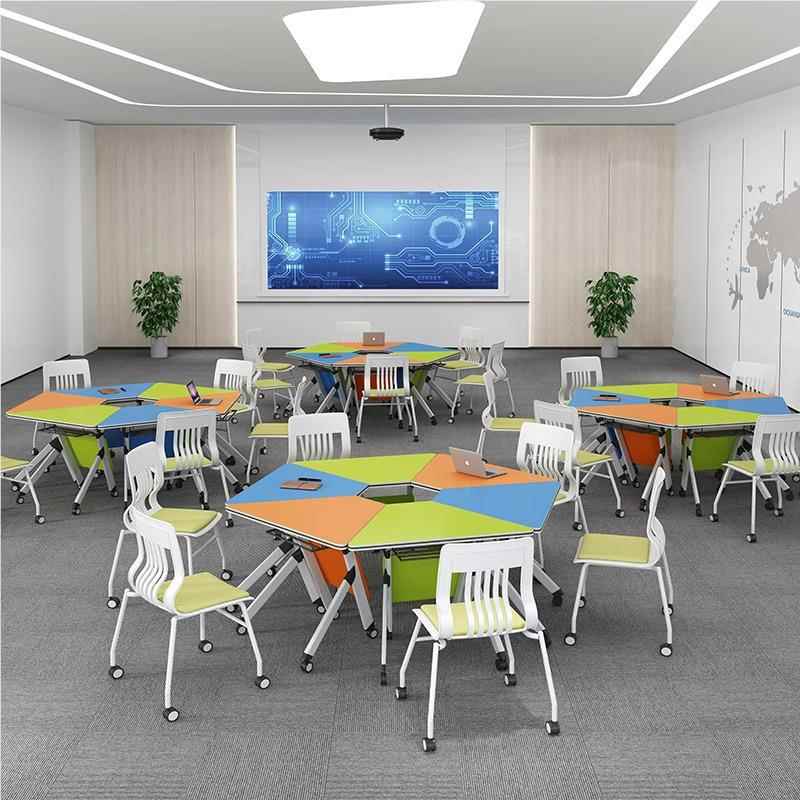 折叠培桌六椅心SM-XY-03理智慧室阅览室扇形教梯形边形训彩色移动