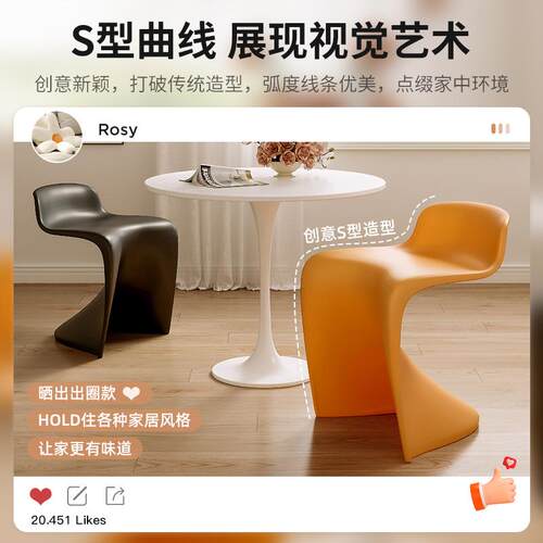 餐厅椅子轻奢高级餐桌凳子休闲椅塑料靠背椅设计师潘东椅餐椅酒店