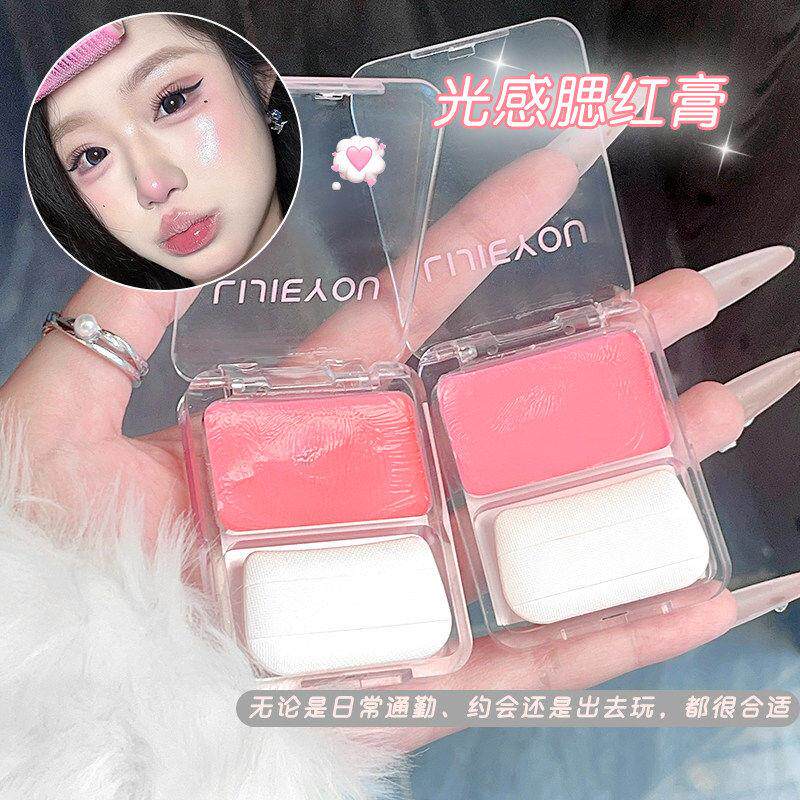 韩系水光腮红膏自带粉扑滋润贴肤氛围感女高光立体自然提亮甜妹