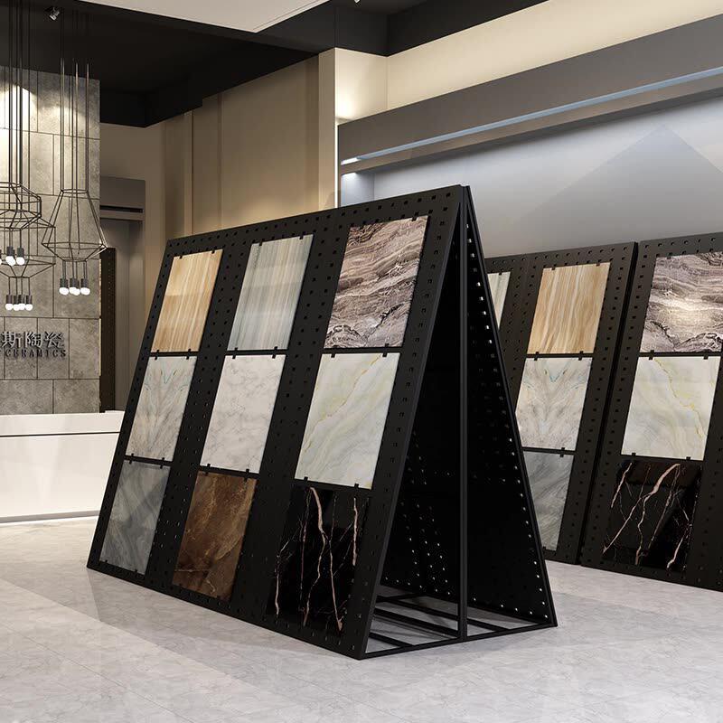 瓷砖展架立式洞洞板双面陶瓷展示架地砖大板石材样品挂架冲孔板架图片
