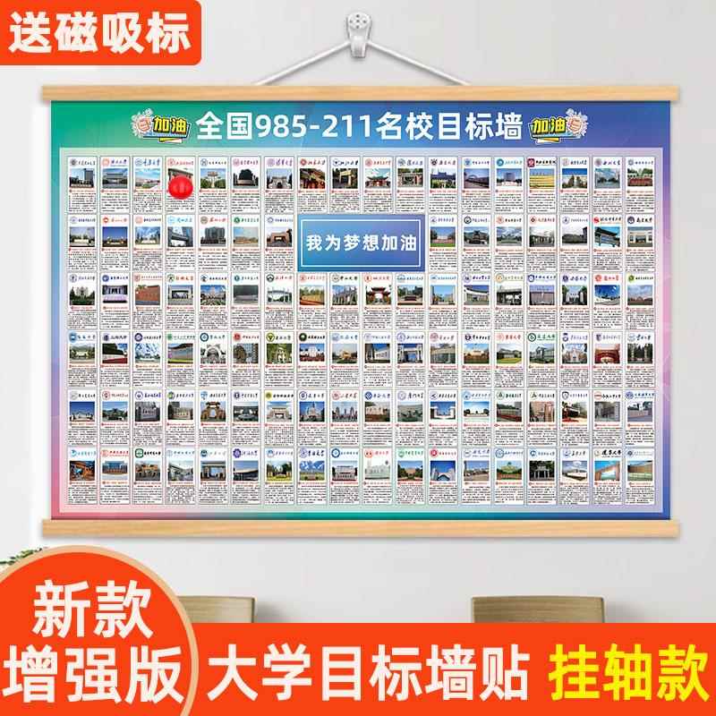 增强版名校大学目标墙贴挂图985211国内重点全国名牌大学分布图纸