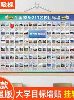 增强版名校大学目标墙贴挂图985211国内重点全国名牌大学分布图纸