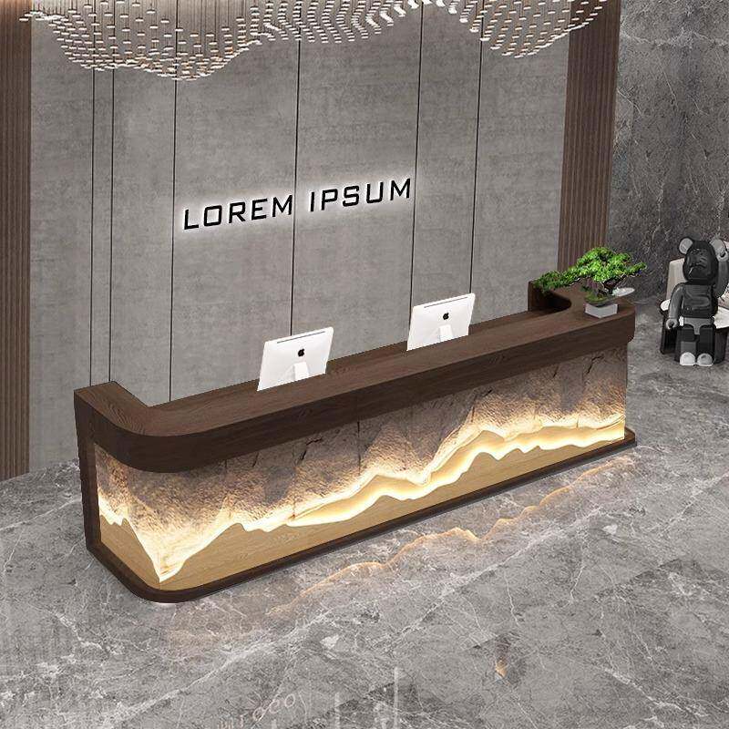 复古艺术餐饮店前台多功能瑜伽馆收银台高端大气吧台logo柜台DZ
