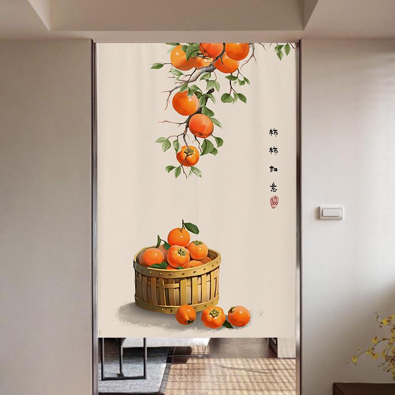 中式门帘隔断帘入户家用室内半截布帘大门卧室半帘布艺帘子挂帘