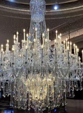 欧式水晶吊灯客厅灯奢华别墅餐厅灯复式楼梯长款灯婚礼堂大厅吊灯