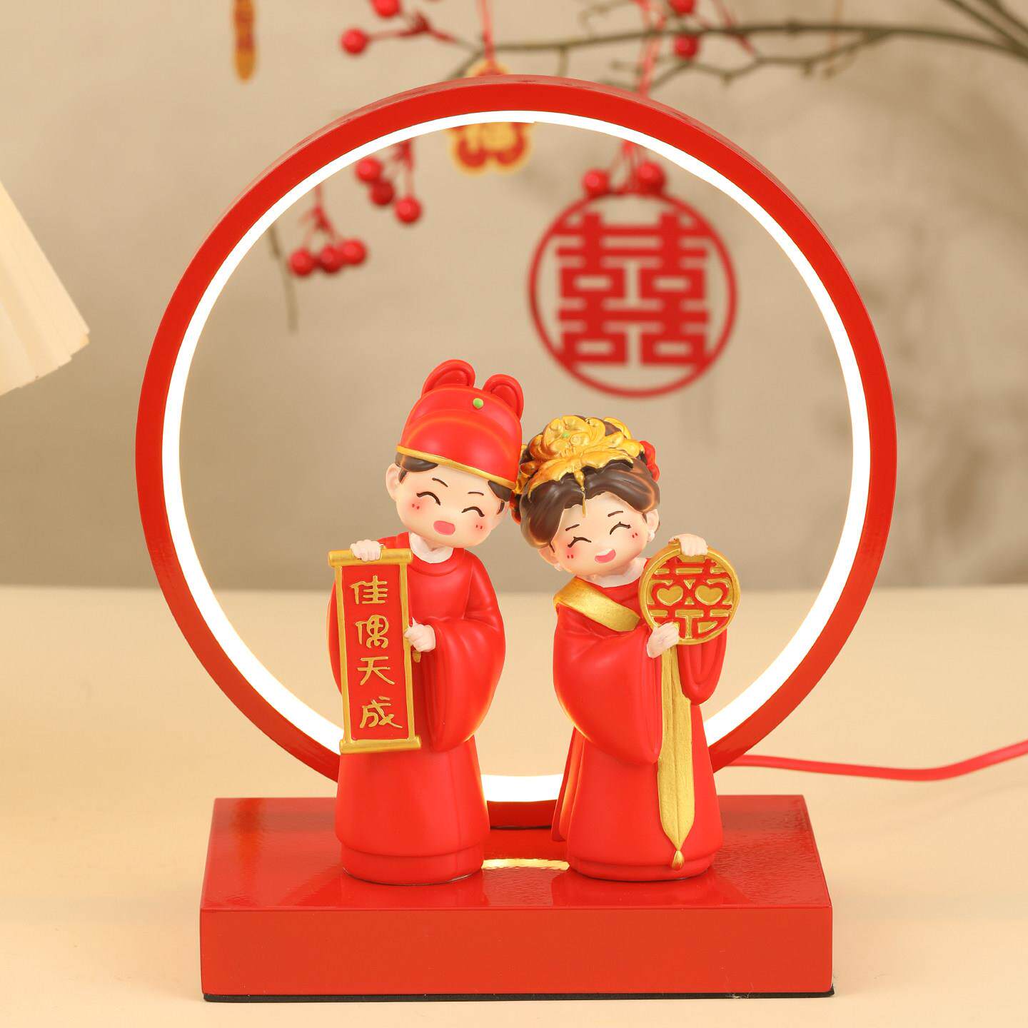 新婚礼物送新人摆件五一结婚订婚中式娃娃一对布置婚房装饰送朋友